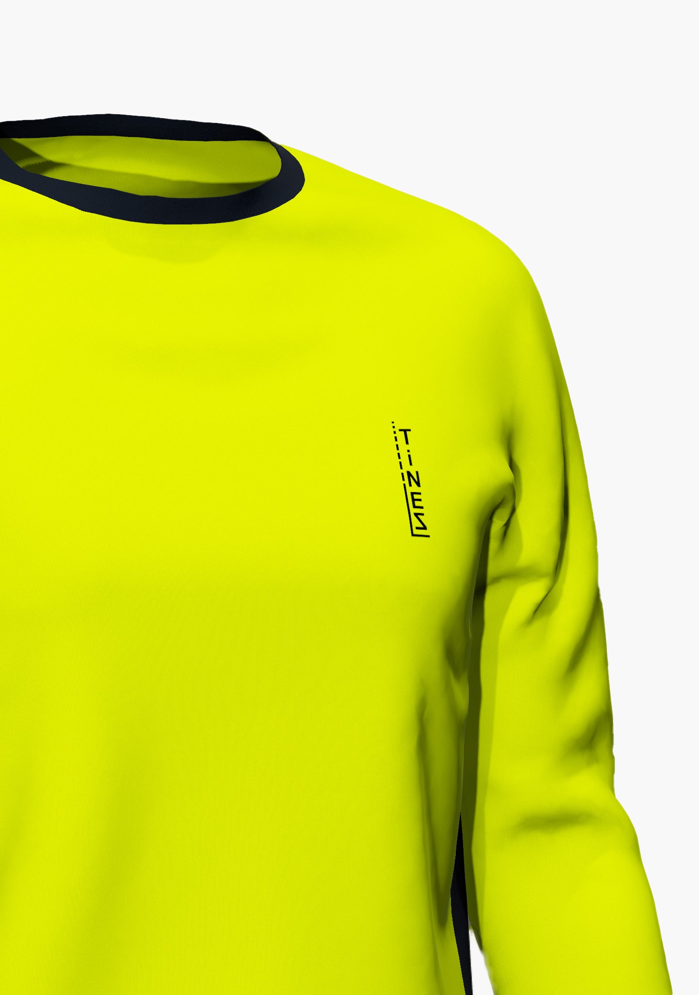 Antibakterielles, funktionales Langarmshirt in neongelb mit einem UV Schutz von bis zu 30+ perfekt geeignet für alle Arbeiter in der Höhenarbeit mit Seilzugangstechnik und Tätigkeit als Industriekletterer. (Ansicht Nahaufnahme Brustlogo)