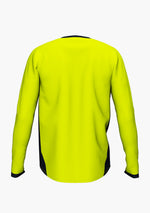 Laden Sie das Bild in den Galerie-Viewer, Antibakterielles, funktionales Langarmshirt in neongelb mit einem UV Schutz von bis zu 30+ perfekt geeignet für alle Arbeiter in der Höhenarbeit mit Seilzugangstechnik und Tätigkeit als Industriekletterer. (Ansicht hinten)

