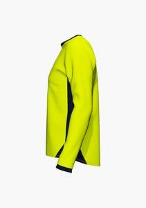 Antibakterielles, funktionales Langarmshirt in neongelb mit einem UV Schutz von bis zu 30+ perfekt geeignet für alle Arbeiter in der Höhenarbeit mit Seilzugangstechnik und Tätigkeit als Industriekletterer. (Ansicht links)