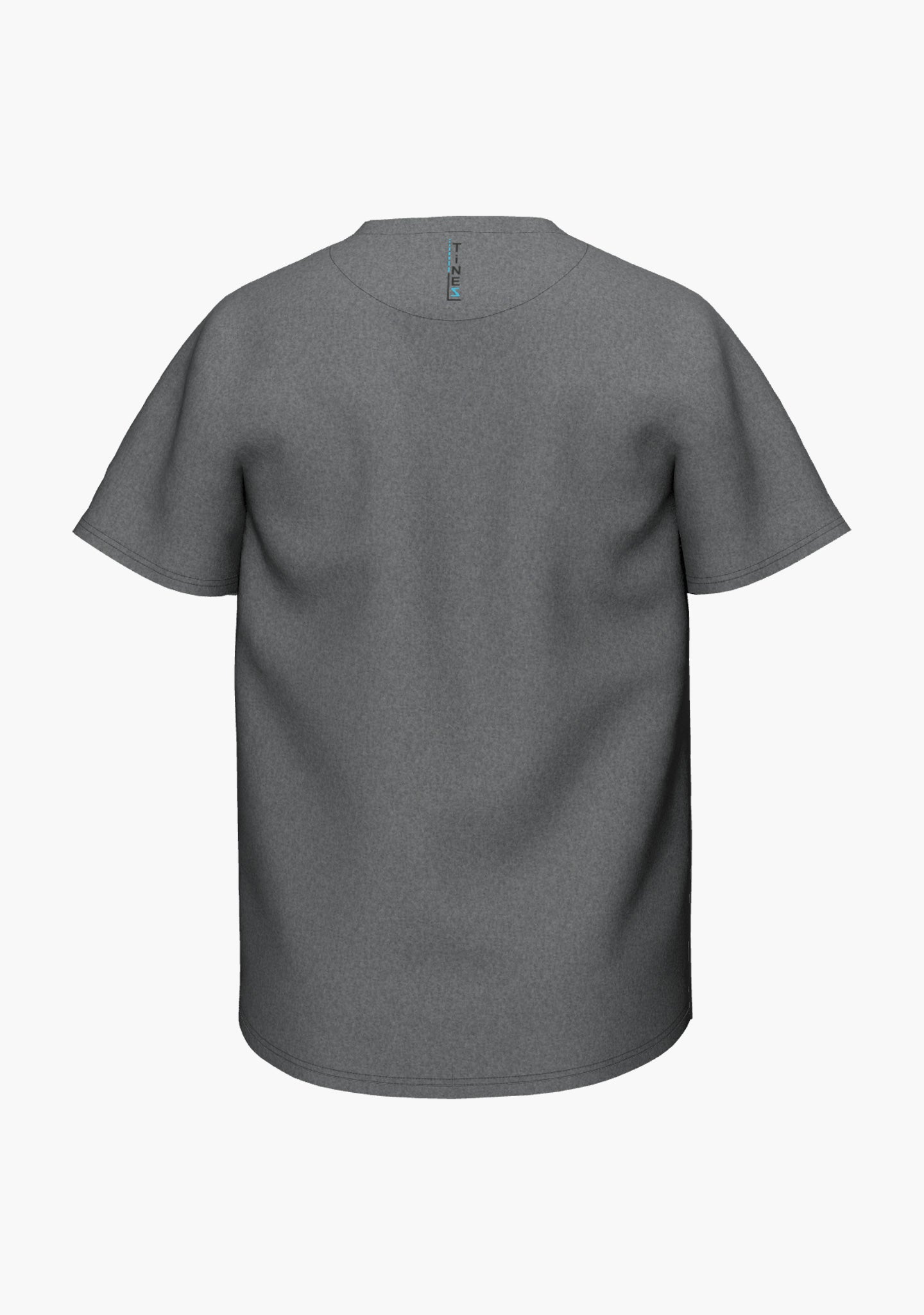 Leichtes, funktionales T-Shirt in anthrazit und light grey mit kleiner Brusttasche und einem Logoprint im Nacken (Ansicht hinten)