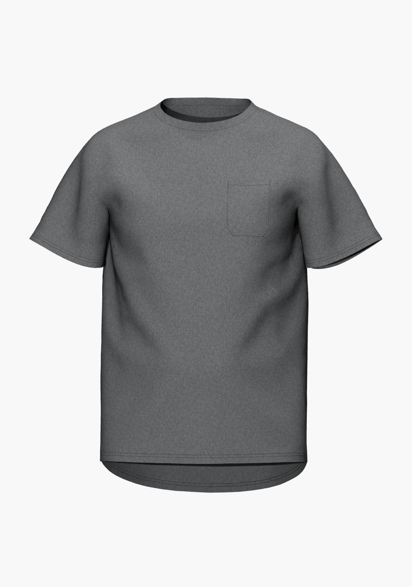 Leichtes, funktionales T-Shirt in anthrazit und light grey mit kleiner Brusttasche und einem Logoprint im Nacken (Ansicht front)