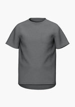 Laden Sie das Bild in den Galerie-Viewer, Leichtes, funktionales T-Shirt in anthrazit und light grey mit kleiner Brusttasche und einem Logoprint im Nacken (Ansicht front)
